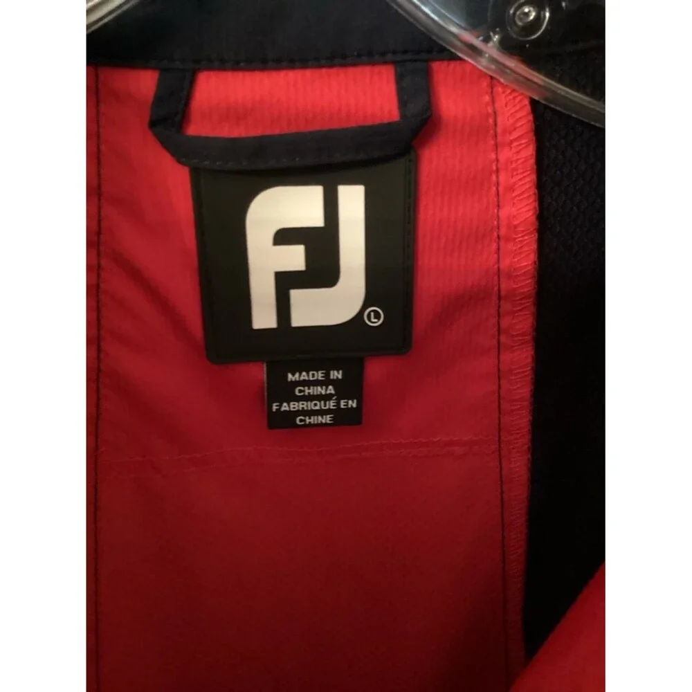 FOOTJOY MENS LARGE 1/4 ZIP JACKET WINDBREAKER RED NAVY
